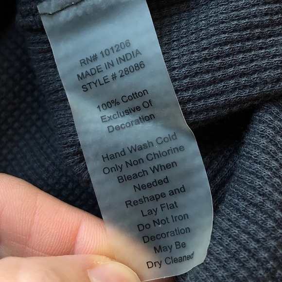 Soft Surroundings Gray Cowl Neck Waffle Knit Embroidered Grunge Y2K Thermal Sz S - Picture 6 of 11